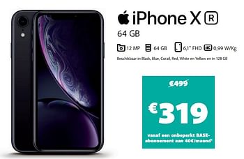 Promoties Apple iphone x r - Apple - Geldig van 28/06/2021 tot 30/06/2021 bij Base