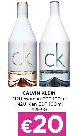 Promoties Calvin klein in2u woman edt in2u men edt - Calvin Klein - Geldig van 01/07/2021 tot 31/07/2021 bij ICI PARIS XL