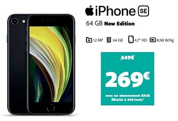Promotions Apple iphone se 64 gb new edition - Apple - Valide de 28/06/2021 à 30/06/2021 chez Base