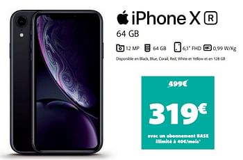 Promotions Apple iphone x r - Apple - Valide de 28/06/2021 à 30/06/2021 chez Base