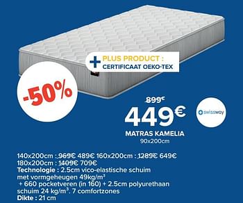 Promoties Matras kamelia - Swiss Way - Geldig van 01/07/2021 tot 31/07/2021 bij De Matrassenkoning