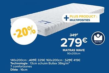 Promoties Matras wave - Bultex - Geldig van 01/07/2021 tot 31/07/2021 bij De Matrassenkoning