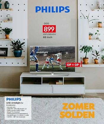 Promoties Philips uhd ambilight tv 65pus854512 - Philips - Geldig van 01/07/2021 tot 31/07/2021 bij Selexion