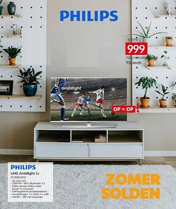Promoties Philips uhd ambilight tv 70pus854512 - Philips - Geldig van 01/07/2021 tot 31/07/2021 bij Selexion