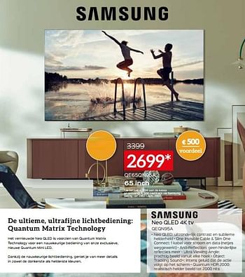 Promoties Samsung neo qled 4k tv qe65qn95a - Samsung - Geldig van 01/07/2021 tot 31/07/2021 bij Selexion