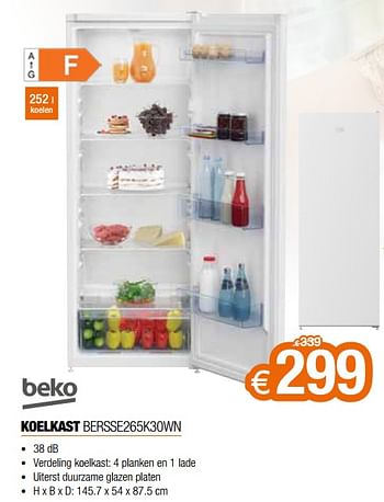 Promoties Beko koelkast bersse265k30wn - Beko - Geldig van 01/07/2021 tot 31/07/2021 bij Expert