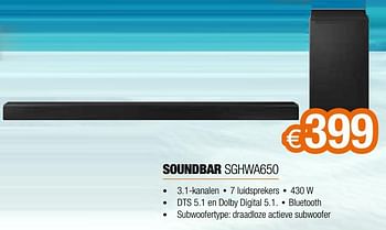 Promoties Samsung soundbar sghwa650 - Samsung - Geldig van 01/07/2021 tot 31/07/2021 bij Expert