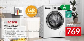 Promoties Bosch wasmachine wav28m04fg - Bosch - Geldig van 01/07/2021 tot 31/07/2021 bij Selexion