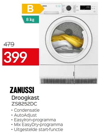 Promoties Zanussi droogkast zs8252dc - Zanussi - Geldig van 01/07/2021 tot 31/07/2021 bij Selexion