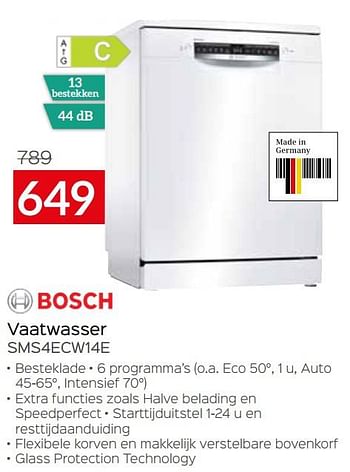 Promoties Bosch vaatwasser sms4ecw14e - Bosch - Geldig van 01/07/2021 tot 31/07/2021 bij Selexion