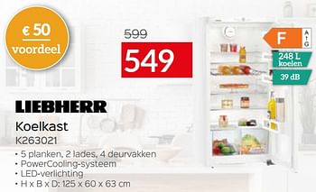Promoties Liebherr koelkast k263021 - Liebherr - Geldig van 01/07/2021 tot 31/07/2021 bij Selexion