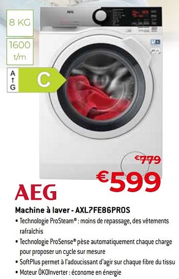 Promotions Aeg machine à laver - axl7fe86pros - AEG - Valide de 01/07/2021 à 31/07/2021 chez Exellent