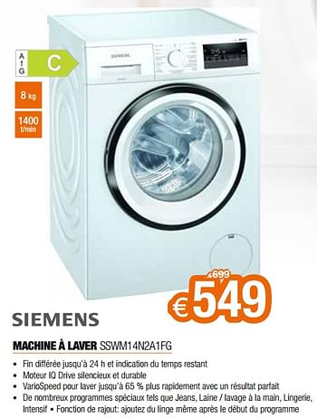 Promotions Siemens machine à laver sswm14n2a1fg - Siemens - Valide de 01/07/2021 à 31/07/2021 chez Expert