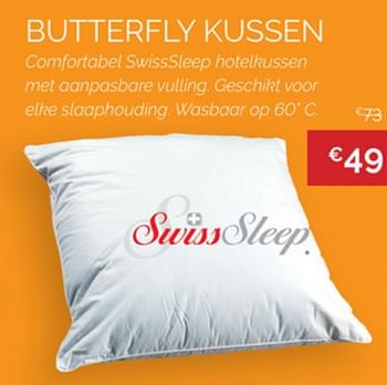 Promoties Butterfly kussen - Swiss Sleep - Geldig van 01/07/2021 tot 30/07/2021 bij Sleepworld