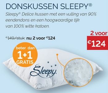 Promoties Donskussen sleepy - Sleepy - Geldig van 01/07/2021 tot 30/07/2021 bij Sleepworld