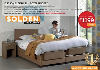 Promoties Elisson elektrisch boxspringbed - Huismerk - Sleepworld - Geldig van 01/07/2021 tot 30/07/2021 bij Sleepworld