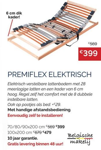 Promoties Premiflex elektrisch - Huismerk - Sleepworld - Geldig van 01/07/2021 tot 30/07/2021 bij Sleepworld