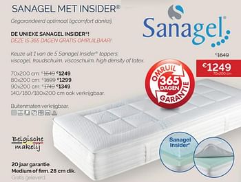 Promoties Sanagel met insider - Sanagel - Geldig van 01/07/2021 tot 30/07/2021 bij Sleepworld