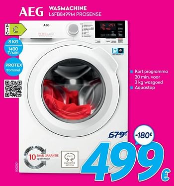 Promoties Aeg wasmachine l6fb8499m prosense - AEG - Geldig van 30/06/2021 tot 31/07/2021 bij Krefel