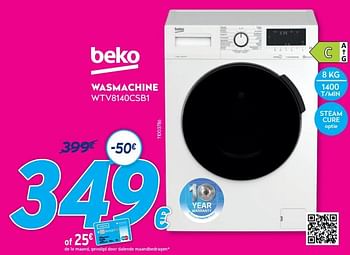 Promoties Beko wasmachine wtv8140csb1 - Beko - Geldig van 30/06/2021 tot 31/07/2021 bij Krefel