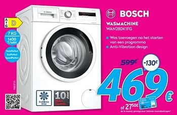 Promoties Bosch wasmachine wan280k1fg - Bosch - Geldig van 30/06/2021 tot 31/07/2021 bij Krefel