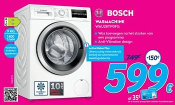Promoties Bosch wasmachine wau28tp0fg - Bosch - Geldig van 30/06/2021 tot 31/07/2021 bij Krefel