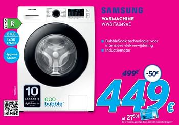 Promoties Samsung wasmachine ww81ta049ae - Samsung - Geldig van 30/06/2021 tot 31/07/2021 bij Krefel
