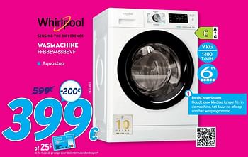 Promoties Whirlpool wasmachine ffbbe9468bevf - Whirlpool - Geldig van 30/06/2021 tot 31/07/2021 bij Krefel