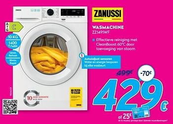 Promoties Zanussi wasmachine zz1491wf - Zanussi - Geldig van 30/06/2021 tot 31/07/2021 bij Krefel