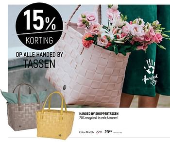 Promoties Handed by shoppertassen color match - Huismerk - Free Time - Geldig van 01/07/2021 tot 12/07/2021 bij Freetime
