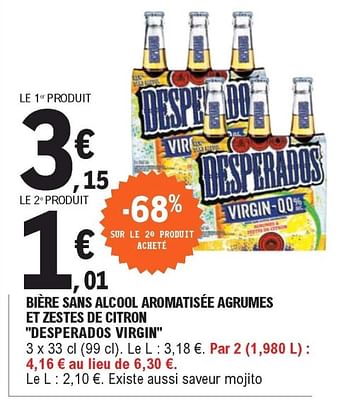 Achat Desperados Virgin Bière sans alcool aromatisée agrumes - citron