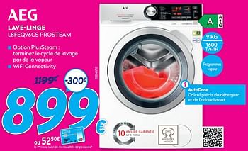 Promoties Aeg lave-linge l8feq96cs prosteam - AEG - Geldig van 30/06/2021 tot 31/07/2021 bij Krefel