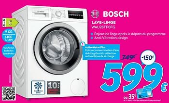 Promoties Bosch lave-linge wau28tp0fg - Bosch - Geldig van 30/06/2021 tot 31/07/2021 bij Krefel