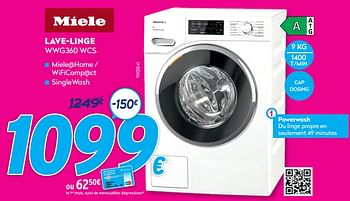 Promoties Miele lave-linge wwg360 wcs - Miele - Geldig van 30/06/2021 tot 31/07/2021 bij Krefel