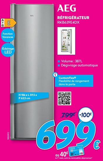 Promotions Aeg réfrigérateur rkb639e4dx - AEG - Valide de 30/06/2021 à 31/07/2021 chez Krefel