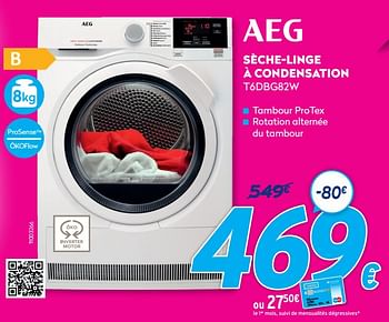 Promotions Aeg sèche-linge à condensation t6dbg82w - AEG - Valide de 30/06/2021 à 31/07/2021 chez Krefel