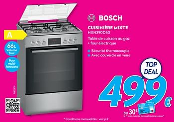 Promotions Bosch cuisinière mixte hxn390d50 - Bosch - Valide de 30/06/2021 à 31/07/2021 chez Krefel