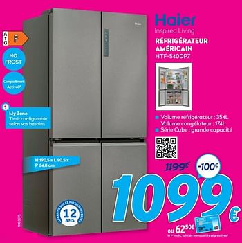 Promotions Haier réfrigérateur américain htf-540dp7 - Haier - Valide de 30/06/2021 à 31/07/2021 chez Krefel