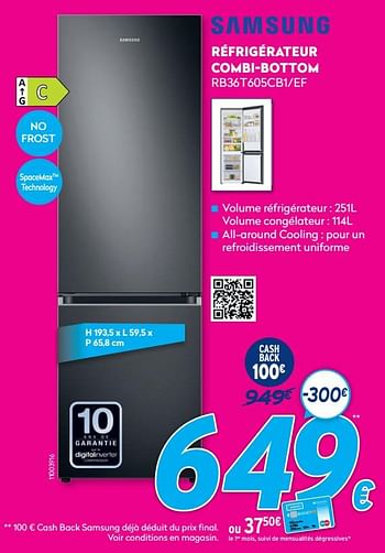 Promotions Samsung réfrigérateur combi-bottom rb36t605cb1-ef - Samsung - Valide de 30/06/2021 à 31/07/2021 chez Krefel