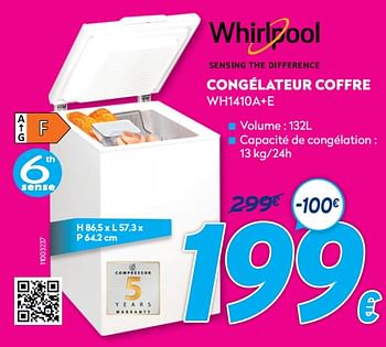 Promotions Whirlpoool congélateur coffre wh1410a+e - Whirlpool - Valide de 30/06/2021 à 31/07/2021 chez Krefel