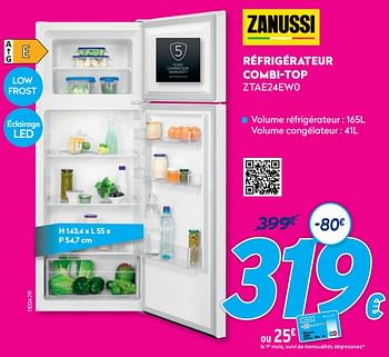 Promotions Zanussi réfrigérateur combi-top ztae24ew0 - Zanussi - Valide de 30/06/2021 à 31/07/2021 chez Krefel