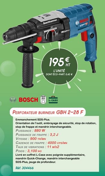 Promotions Bosch perforateur burineur gbh 2-28 f - Bosch - Valide de 01/06/2021 à 09/07/2021 chez Master Pro
