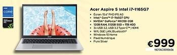 Promotions Acer aspire 5 intel i7-1165g7 - Acer - Valide de 01/07/2021 à 31/07/2021 chez Compudeals