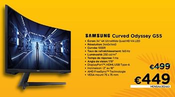 Promotions Samsung curved odyssey g55 - Samsung - Valide de 01/07/2021 à 31/07/2021 chez Compudeals