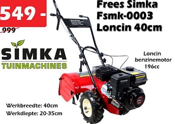 Promoties Frees simka fsmk-0003 loncin - Simka Tuinmachines - Geldig van 25/06/2021 tot 31/07/2021 bij Itek