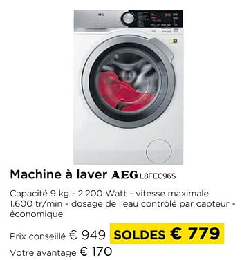 Promotions Aeg machine à laver l8fec96s - AEG - Valide de 01/07/2021 à 31/07/2021 chez Molecule