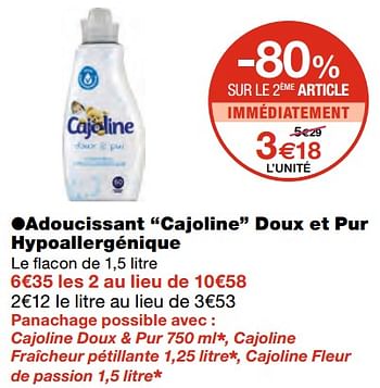 Cajoline doux et pur 30 lavages hypoallergénique 750ML