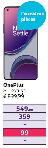 Promotions Oneplus 8t 128gb 5g - OnePlus - Valide de 01/07/2021 à 15/08/2021 chez Proximus