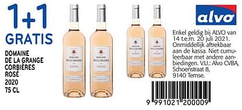 Promoties 1+1 gratis domaine de la grange corbières rosé 2020 - Rosé wijnen - Geldig van 14/07/2021 tot 20/07/2021 bij Alvo