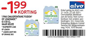 Promoties -1. 99 korting 1 pak chaudfontaine fusion* of lemonade - Chaudfontaine - Geldig van 21/07/2021 tot 27/07/2021 bij Alvo